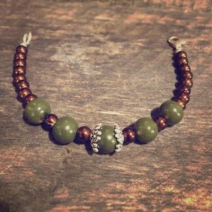 Green Agate and Copper Bracelet